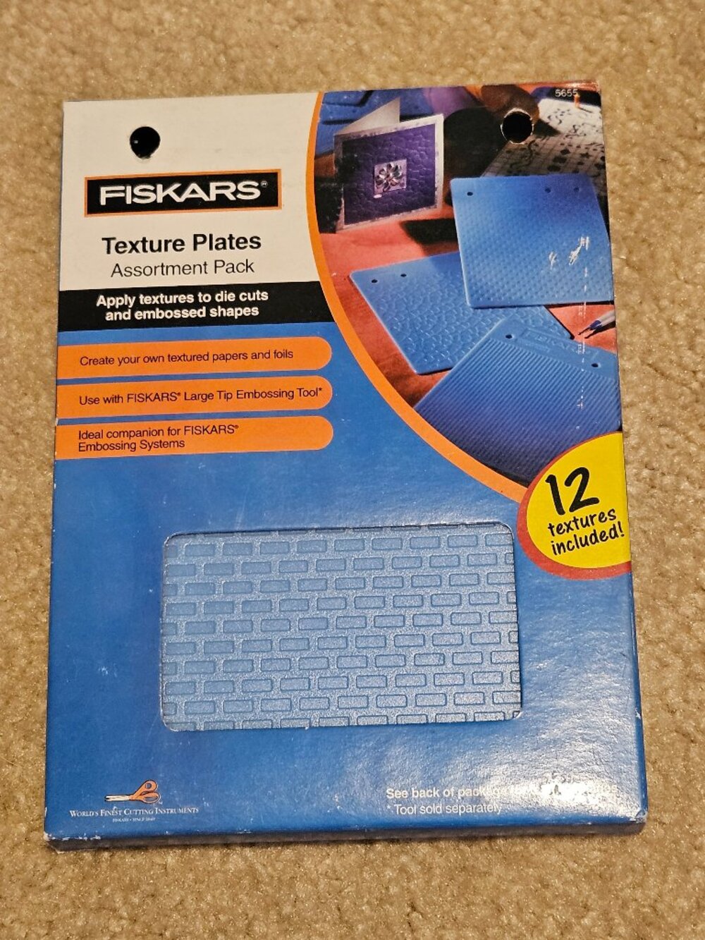 RARE 12 FISKARS TEXTURES ASSORTMENT DESIGNER SCRAPBOOK CRAFT PLATES EMBOSSING